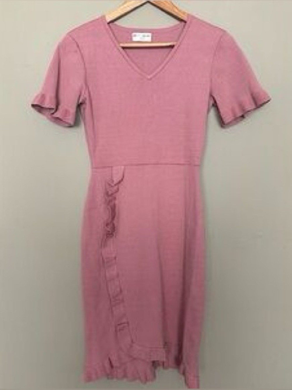 Rachel Parcell Dusty Rose Ruffle Trim Sweater Dress - Size XS